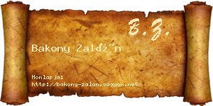 Bakony Zalán névjegykártya