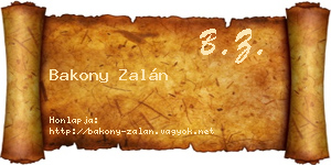 Bakony Zalán névjegykártya